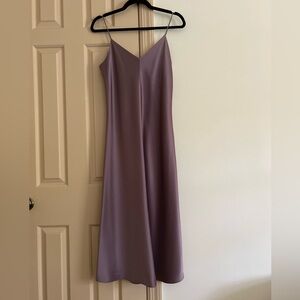 CHICJOC Purple Satin Slip Midi Dress – Elegant Spaghetti Strap size 40
